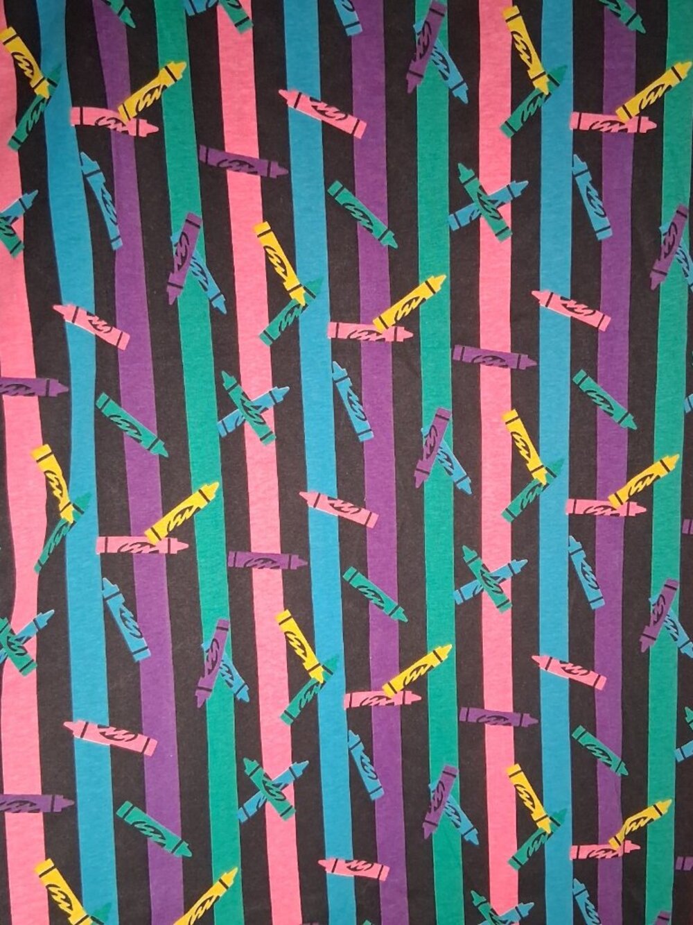 Vintage 90s Crayon Stripe Sewing Fabric Material Knit Stutz Horowitz Sew 55x61" - Picture 5 of 16